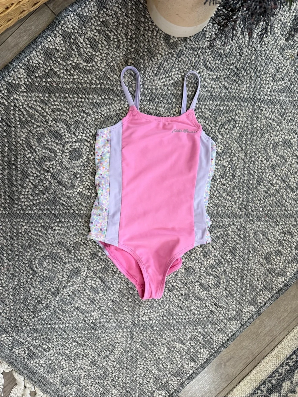 Eddie Bauer 4T Toddler Girl Swim Suit Bathing Suit Pink and Lavender One-Piece